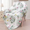 thumbnail image 1 of Watercolor Floral Blanket Wildflower Butterfly Throw Blanket Green Leaf Blanket Super Soft Flannel Fleece Throw Blanket Gifts for Woman Couch Bed “50 x 60”, 1 of 6