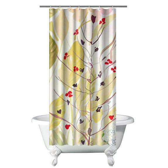 Watercolor Floral Bloom Shower Curtain – Butterfly and Peony Pattern for Elegant Vintage-Inspired Bathroom Space