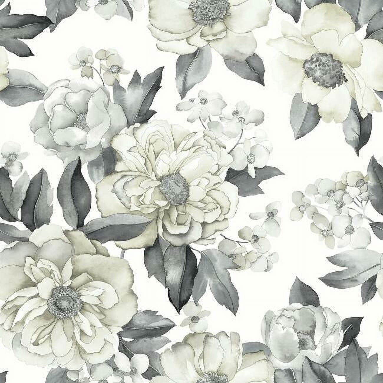 Gray and Taupe Floral Peel & Stick Wallpaper Roll