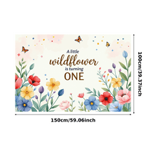 Watercolor Floral Butterflies Backdrop Banner for Little Wildflower First Birthday Party Photography Props Decorations Party Supplies Background