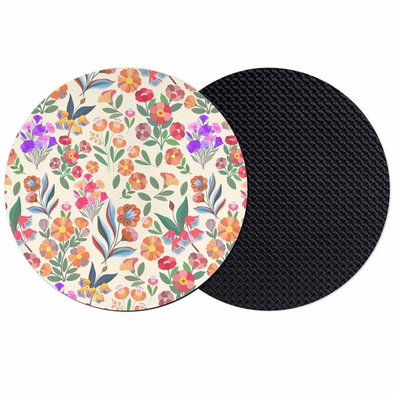 Watercolor Floral Coasters Set of 2, Absorbent Coasters for Drinks, Retro Botanical Flowers Leaves Spring Beige Coaster for Desk Coffee Table Protection, Home Decor House Warming Gifts 4"