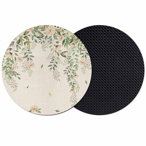 Watercolor Floral Coasters Set of 2, Absorbent Coasters for Drinks, Spring Leaves Flowers Botanical Beige Coaster for Desk Coffee Table Protection, Home Decor House Warming Gifts 4"