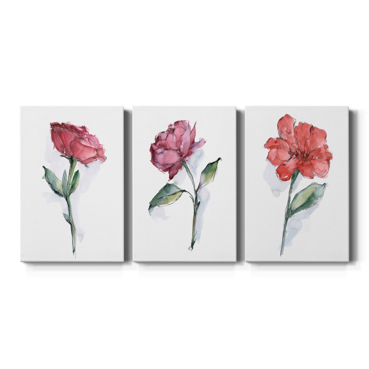 Watercolor Floral Contour II Premium Gallery Wrapped Canvas - Ready to Hang - 24 x 36 Each