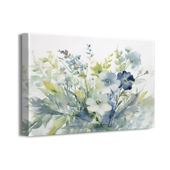 Watercolor Floral Decor Wall Art Rustic Pictures Wall Decor Farmhouse Bathroom Decor Morden Painting Canvas Print Decor for Office Bedroom Kitchen Dining Room 16x12 Inch