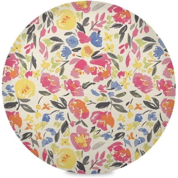 Watercolor Floral, Elastic Fitted Edged Round Tablecloth Fade resistant Anti-Shrink Table Cloth Washable Table Cover for Indoor or Outdoor and anywhere you wanna use it 48"X 48"