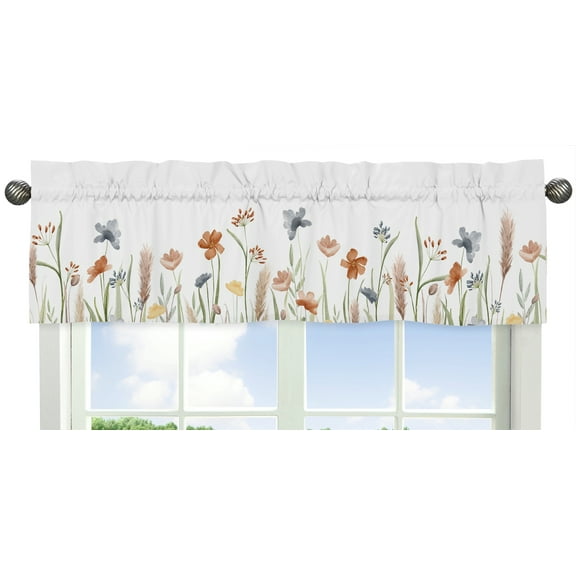Watercolor Floral Garden Sage Green Semi-Sheer Window Valance Girl by Sweet Jojo Designs