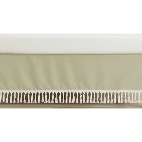 Watercolor Floral Garden Solid Sage Green Dust Ruffle Crib Skirt Girl by Sweet Jojo Designs