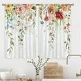 thumbnail image 1 of Watercolor Floral Kitchen Curtains 27.5Wx36H Inch Rod Pocket Colorful Wild Flower Cafe Curtains Rustic Leaves Plants Spring Botanical Farmhouse Wooden Bathroom Window Curtain Fabric 2 Panels, 1 of 5