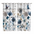 thumbnail image 1 of Watercolor Floral Kitchen Curtains Window Panels, Blue Flowers Butterflies Spring Wood Grain Insulated Window Treatment Curtain, Grommet Curtains for Bedroom/Living Room/Bathroom, 2 Piece 52"Wx84"L, 1 of 8