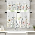 thumbnail image 1 of Watercolor Floral Kitchen Curtains Window Curtains Valance and Tier Set 36 Inch, Colorful Wildflowers and Butterflies Rod Pocket Short Tier Curtain, Spring Small Curtains for Kitchen Decor, 1 of 6