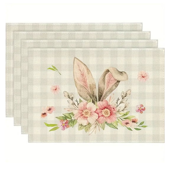 Watercolor Floral Lavender Tulip Placemats Spring Summer 12x18 Inch Set of 4 Kitchen Decor