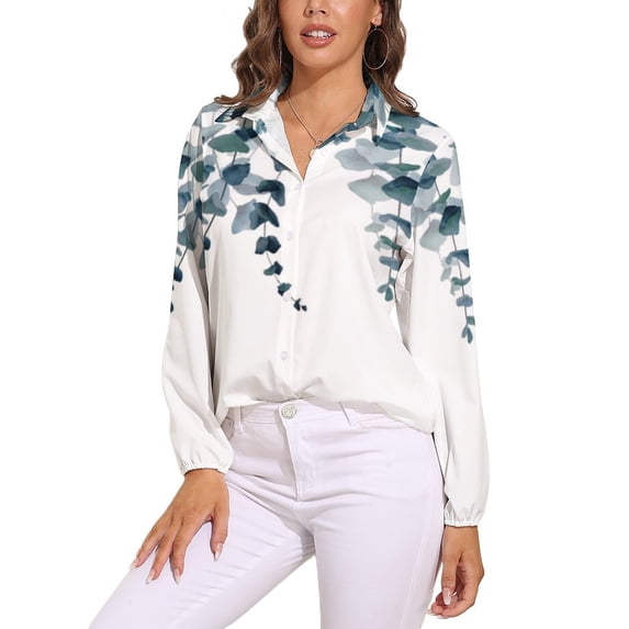 Watercolor Floral Long Sleeve Blouse Woman Streetwear Casual Shirts Summer Oversize Woman Streetwear Clothing Birthday Present