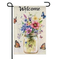 Watercolor Floral Mason Jar Garden Flags 12×18 Inch Double Sided Decorative Yard Banner Seasonal Flag for Outdoor Outside Decor