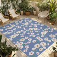 thumbnail image 1 of Watercolor Floral Outdoor Rug for Patio/Deck/Porch, Non-Slip Large Area Rug 4 x 6 Ft, Spring Flower Leaves Botanical Blue Indoor Outdoor Rugs Washable Area Rugs, Reversible Camping Rug Carpet Runner, 1 of 8