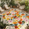 thumbnail image 1 of Watercolor Floral Outdoor Rug for Patio/Deck/Porch, Non-Slip Large Area Rug 4 x 6 Ft, Spring Poppy Daisy Flowers Botanical Beige Indoor Outdoor Rugs Washable Area Rugs, Camping Rug Carpet Runner, 1 of 8