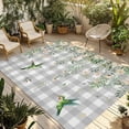 thumbnail image 1 of Watercolor Floral Outdoor Rug for Patio/Deck/Porch, Non-Slip Large Area Rug 5 x 7 Ft, Spring Flowers Birds Plants Gray Plaid Indoor Outdoor Rugs Washable Area Rugs, Camping Rug Carpet Runner, 1 of 8