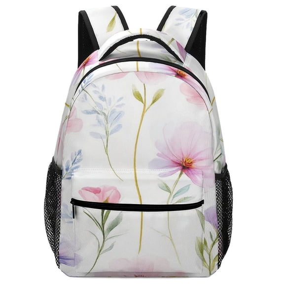Watercolor Floral Pattern Backpack for Teenage Business Daypack College Canvas Bags Durable