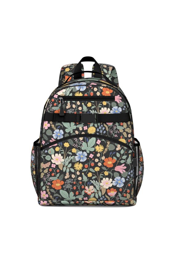 Watercolor Floral Pattern Ergonomic Travel Backpack for Students