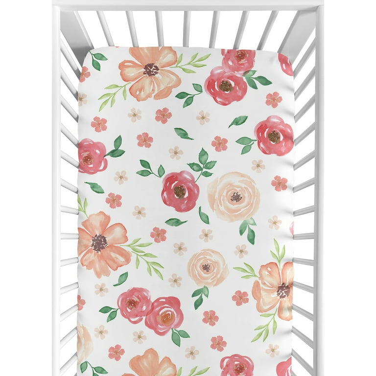 Peach floral crib sheet hotsell