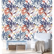 Watercolor Floral Peel and Stick Wallpaper Removable White/Purple/Red Fruits Vinyl Self Adhesive Shelf Liner 17.7in x 9.8ft