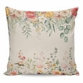thumbnail image 1 of Watercolor Floral Pillow Covers 20x20 Inch Decorative Throw Pillow Cover, Spring Roses Eucalyptus Leaf Plants Beige Sofa Pillowcases Accent Cushion Case Home Decor Bedroom Living Room, 1 of 6