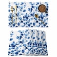 thumbnail image 1 of Watercolor Floral Placemats Set of 4 Blue Verdant Flower Patterns Place Mats Indoor Wipeable Table Mats Washable Cloth Dining Table Placemats for Kitchen Holiday Party Home Decor 13x19 Inch, 1 of 9