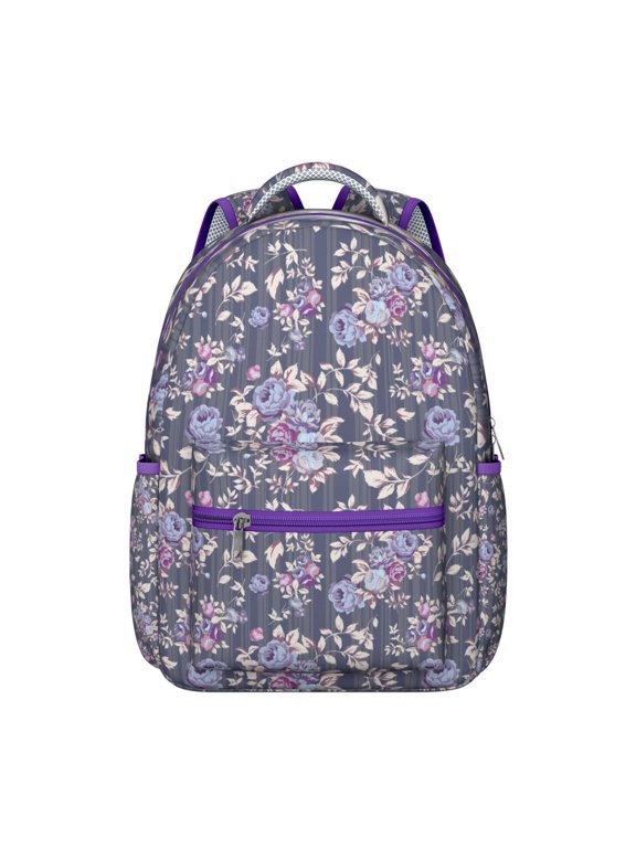 Watercolor Floral Print Students Backpack Multifunctional School Bag with Artistic Wildflower and Butterfly Illustration, Comfortable and Adjustable