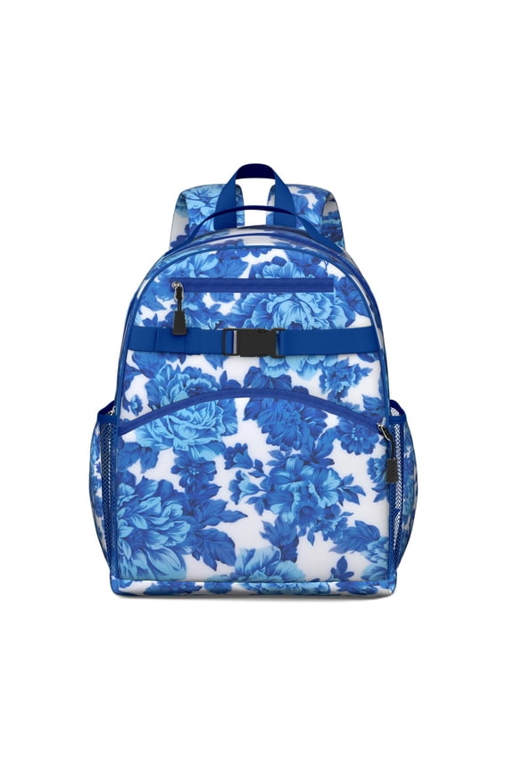 Watercolor Floral Print Travel Backpack with Multiple Pockets