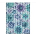 thumbnail image 1 of Watercolor Floral Seamless Pattern Teal Blue Purple Cloth Fabric Bathroom Decor Set with Hooks, 1 of 7