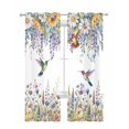 thumbnail image 1 of Watercolor Floral Sheer Curtains 84 Inch Length 2 Panels Set for Living Room/Bedroom, Spring Daisy Sunflowers Wisteria Hummingbird Kitchen Curtains Grommet Curtains Window Treatments 42"x84"x2, 1 of 7