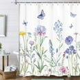 thumbnail image 1 of Watercolor Floral Shower Curtain for Bathroom, Wildflowers Plant Butterfly Decor Bath Curtain, Polyester Fabric Waterproof Bathtub Accessories with 12 Hooks,72X72in Yellow, 1 of 6