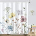 thumbnail image 1 of Watercolor Floral Shower Curtain for Bathroom Yellow Pink Flower Decorative Bath Curtain 72 x 72 Inch Polyester Fabric Waterproof Bathroom Curtain with 12 Hooks, 1 of 6