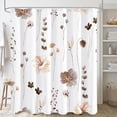 thumbnail image 1 of Watercolor Floral Shower Curtain, Brown Beige Flower Shower Curtain for Bathroom, Modern Minimalist Waterproof Fabric Shower Curtain Set with Hooks 72x72 Inch, 1 of 6