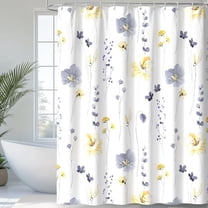 Watercolor Floral Shower Curtain, Flowers Print Minimalist Bathroom Curtain, Machine Washable Spring Modern Shower Curtains, Waterproof Fabric Shower Curtain Set with Hooks, 72 x 84, Yellow
