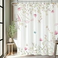 thumbnail image 1 of Watercolor Floral Shower Curtain Pink Floral Waterproof Washable Polyester Fabric Bathroom Shower Curtains with 12 Hooks for Bathroom 72x72 Inches, 1 of 5