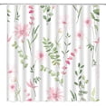 thumbnail image 1 of Watercolor Floral Shower Curtain Pink Flower Green Leaves Boho Plant Spring Fabric Bathroom Decor Set With Hooks 72"W x 96"L (Pack of 1), 1 of 6