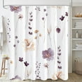 thumbnail image 1 of Teal Beige Flower Shower Curtain for Bathroom, Modern Minimalist White Waterproof Fabric Shower Curtain Set with Hooks 72x72 Inch, 1 of 7