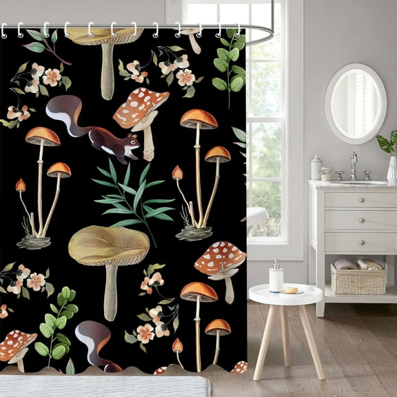 Watercolor Floral Shower Curtain, Purple-yellow Floral Shower Curtain Bathroom, Modern Minimalist Waterproof Fabric Shower Curtain Set with Hooks 72x72in