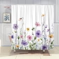 thumbnail image 1 of Watercolor Floral Shower Curtain Set, Pink Purple Flower Shower Curtains for Bathroom Colorful Wildflower Bathroom Decor Polyester Fabric-72" x 72", 1 of 6
