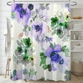 thumbnail image 1 of Watercolor Floral Shower Curtain Sets,Purple and Teal Floral Flowers Bathroom Curtains,Modern Minimalist White Bath Curtain,Waterproof Fabric with 12 Hooks 72x72 Inches, 1 of 6