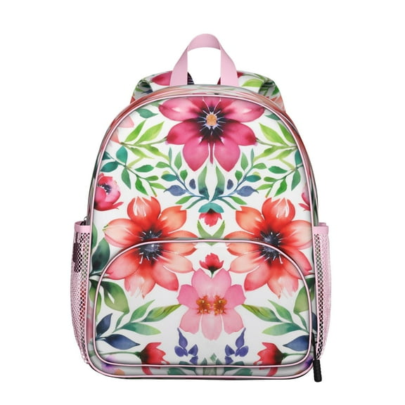 Watercolor Floral Students Backpack - Aesthetic Blossom and Garden Design with Durable Zippers, Lightweight Water-Repellent Oxford Fabric for Daily Use