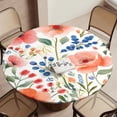 thumbnail image 1 of Watercolor Floral Summer Garden Blooms Round Table Cover Kitchen Printed Waterproof Tablecloth Elastic Edged Tablecloth Fits Party Wedding Indoor Outdoor Tables, 1 of 8