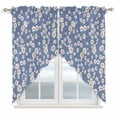 thumbnail image 1 of Watercolor Floral Swag Curtains for Kitchen/Bedroom/Living Room, Spring Flower Leaves Botanical Blue Scalloped Curtains 63 Inch Long, Window Swag Topper Curtains Valances 2 Panels Set 36"x63", 1 of 8