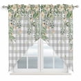 thumbnail image 1 of Watercolor Floral Swag Valances for Windows, Kitchen Window Curtains Over Sink, Spring Flowers Leaves Plants Gray Plaid Window Treatment Curtains for Living Room/Bedroom Curtains 2 Panel Sets 36"x45", 1 of 8
