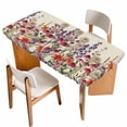 thumbnail image 1 of Watercolor Floral Table Cloths for 4 Foot Rectangle Tables, Spring Daisy Lily Lavender Garden Beige Patio Waterproof Elastic Fitted Tablecloths, Washable Rectangular Table Cover for Camping, 1 of 8