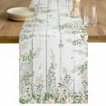 thumbnail image 1 of Watercolor Floral Table Runner - 108 Inch Long Spring Flowers Leaves Botanical Wood Grain Cotton and Linen Blended Dress Scarves Farmhouse Table Runner for Kitchen Dining, Coffee Table, 13" x 108", 1 of 8