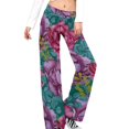 thumbnail image 1 of Watercolor Floral Teal Background Pattern for Women Casual Lightweight Straight Leg Pants Comfy Women's Trousers, 1 of 8