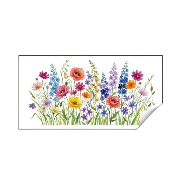 Watercolor Floral Wall Decals, Green Leaves Plant Wall Stickers for Living Room Bedroom Window, Peel and Stick Removable Vinyl Wall Art Decor, 7.8in x 15.4in