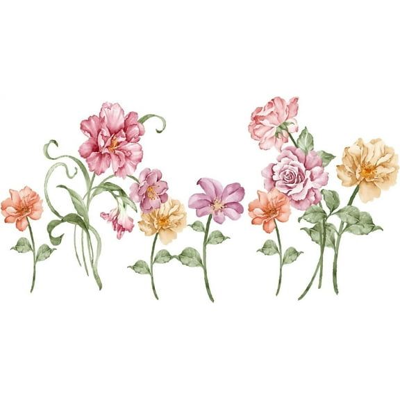 Watercolor Floral Wall Stickers Rose Wall Decals Pink Flower Vinyl Stickers Peel and Stick DIY Art Decor for Girl's Room Living Room Bedroom Office Home Decorations for diy