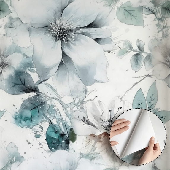 Watercolor Floral Wallpaper Modern Minimalist Aesthetic Peel and Stick Waterproof Home Decor for Bedroom Living Room Kitchen Cabinet Shelf 17.7 * 118 in Wall Decoration Removable
